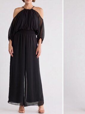 Halogen Chiffon Halter Jumpsuit
